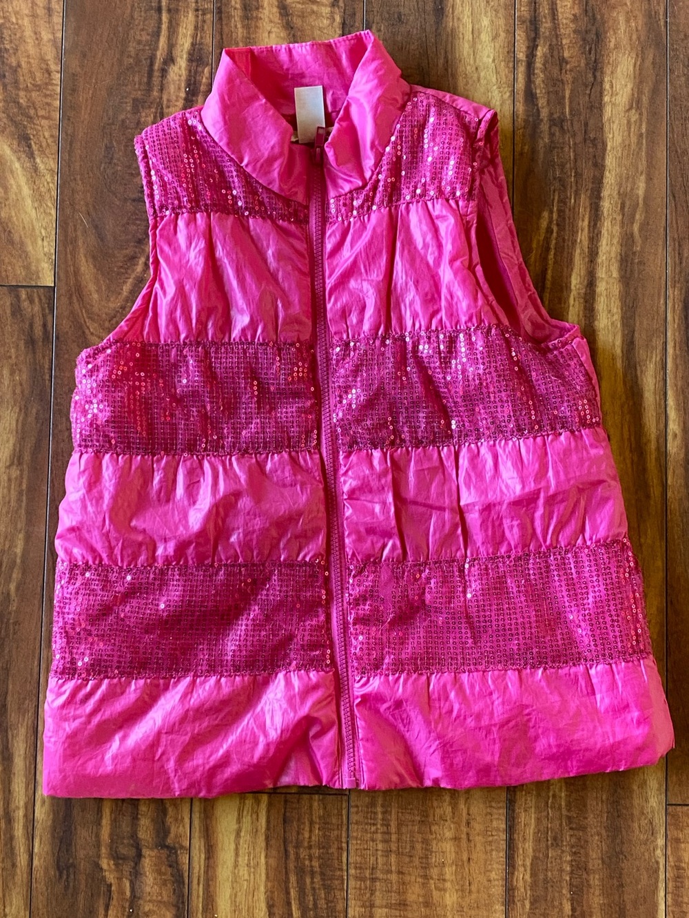 Self Esteem Hot Pink Sequin Puffer Vest Size Girls Lg/14